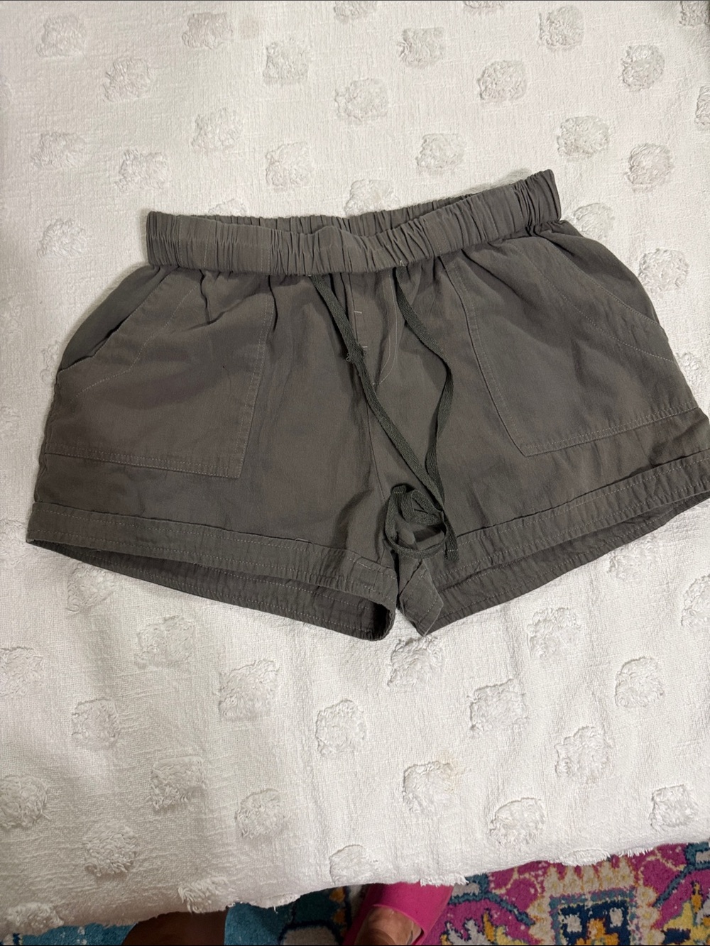 Casual Drawstring Pocket Women’s Shorts — army green